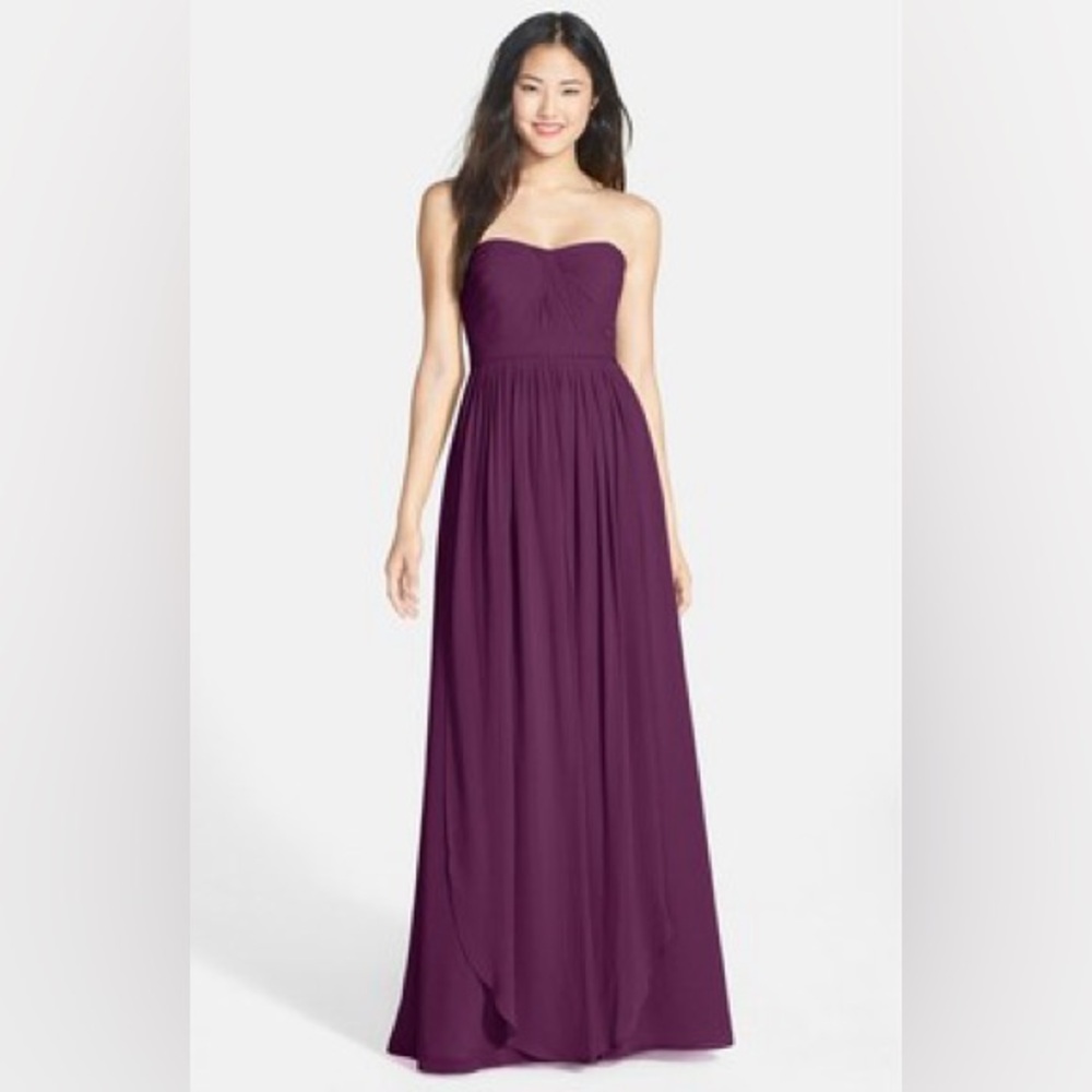 Jenny Yoo Collection Prussian Violet Chiffon Strapless Aiden Gown Sz. 10‎